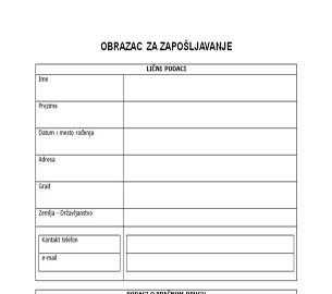 Cv Obrazac Doc - Liffe Curriculum Vitae